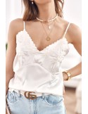 Lingerie top with embroidered neckline, cream 6978 - Online store - Boutique